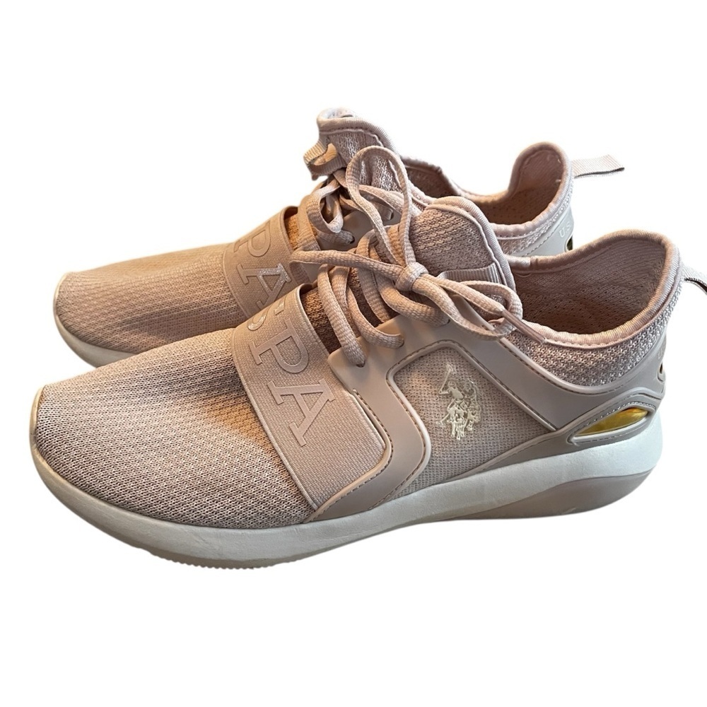 US Polo Assn Women’s 8.5 Pink Sneakers Lightweight Gold Accents Mesh Stretchy - Picture 12 of 12